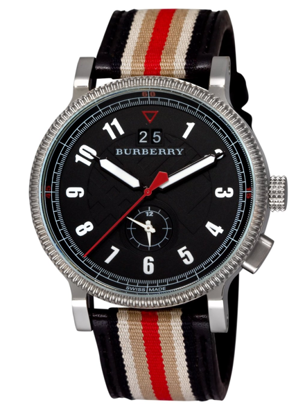 Burberry Men's BU7680 Picture 128 Burberry Mens BU7680 Stripe Strap Watch